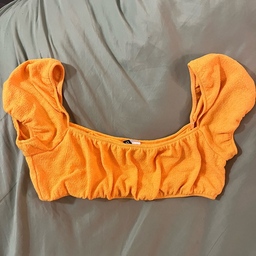 Yellow ultra crop cap sleeve top